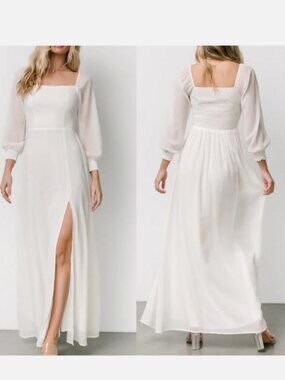 Baltic Born Giselle White Long Sleeve Maxi Dress Gown Size XL NWT